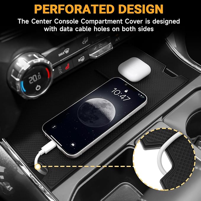 Hellet Center Console Compartment Cover for Ford 2021-2026 F150 & 2022-2025 Lightning XLT Accessories Secret Pocket Lid (Fits into The Open Pocket in Front of The Shifter)