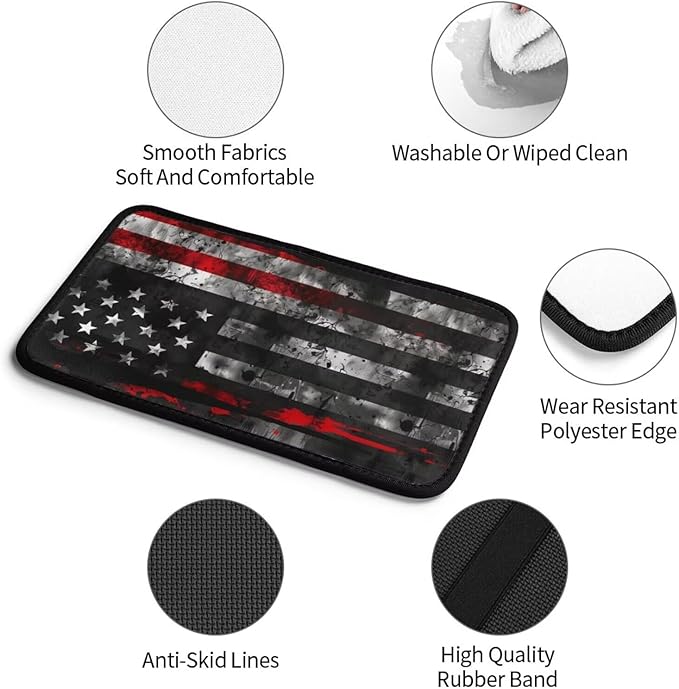 Car Armrest Box Pad American US Flags Car Center Console Cover Pad Black and Red Auto Armrest Cover for Most Vehicle, SUV, Truck Universal Arm Rest Cushion Pads