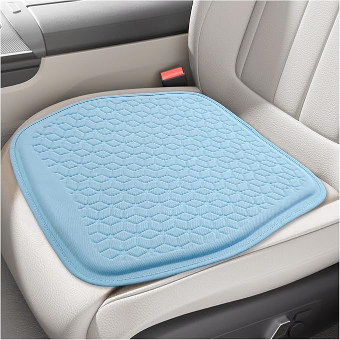 Gel Car Seat Cushion, Non-Slip Breathable Automotive Front Seat Bottom Cushion Pad, Comfortable & Cooling Seats Cover Interior Mat for Sedans SUVs Trucks, Car Accessories (Blue)