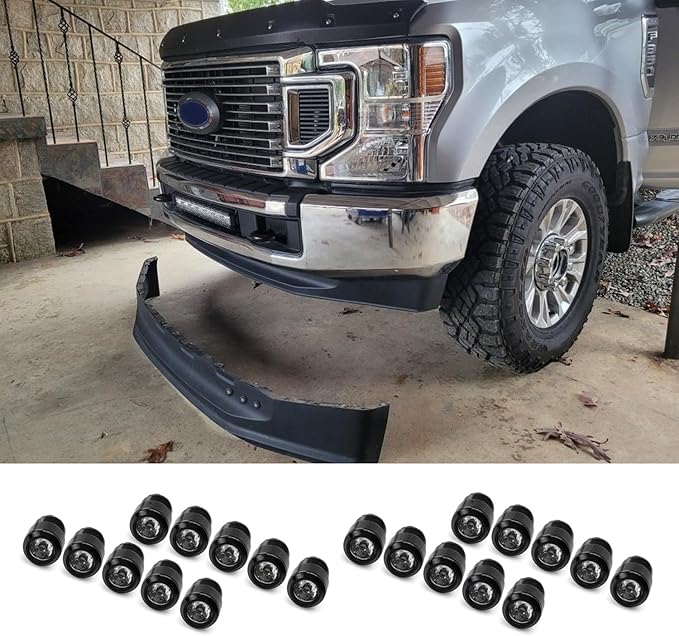 iJDMTOY 20pc Set Amber Yellow LED Front Bumper Valance Accent Running Light Kit/LED Air Dam Light Kit, Compatible with Dodge/Chevy/GMC HD, Ford Super Duty Trucks or Semi Trucks