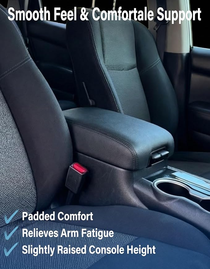 Center Console Armrest Cover for 2013-2020 Infiniti QX60 JX35/Nissan Pathfinder, PU Leather Middle Console Lid Protector Arm Rest Cushion Anti-Scratch Thick Pad