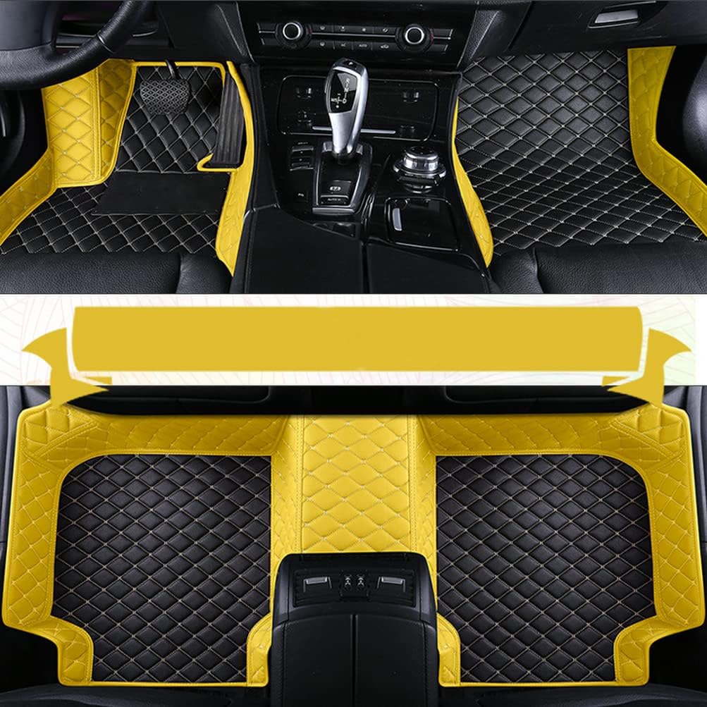 Custom Colors Car Floor Mats Black Pink for 99.9% Sedan SUV Sports， All-Weather Liners Car Floor mat，Luxury Leather Automotive Floor Mats (Black and Yellow,3D Floor Mats)