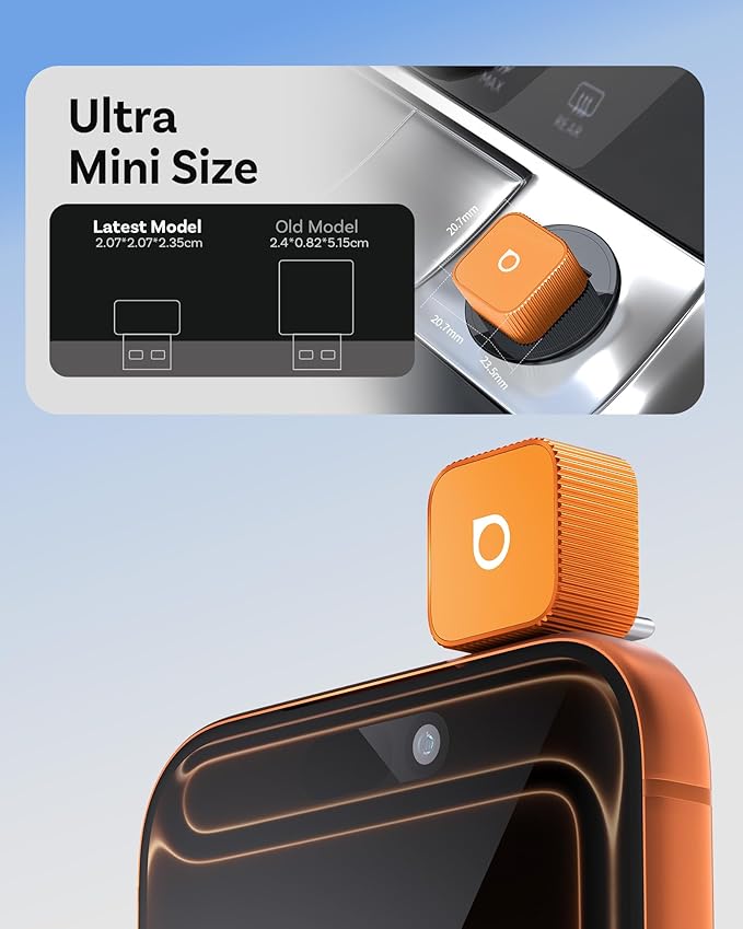 OTTOCAST 2026 New Mini Slim [USB C], 2-in-1 Wireless CarPlay Adapter & Android Auto Adapter, Plug & Play, 5s Auto-Connect Wireless Carplay Dongle for Factory Wired Cars, iPhone & Android Orange