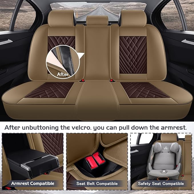 Truck Seat Covers for GMC Sierra 3500 2007-2026, Waterproof Premium Leather Full Coverage Car Seat Cover, Muscle Sport Style Auto Interior Seat Cover Sets (Full Set/Brown Coffee)