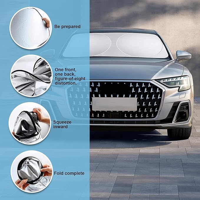 Six Piece Car Window Glass Sunshade Kit, Reflective Interior Privacy Protection Sunscreen Heat Shield, Modification Replacement Parts, Universal for Most Cars, Trucks, SUVs (Silver)