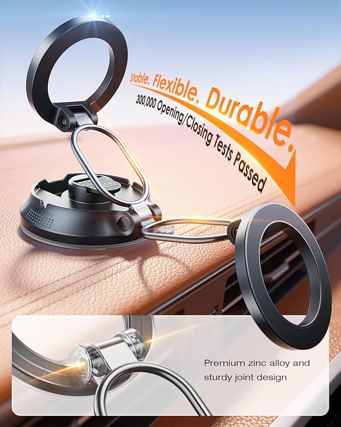 SUPERONE Car Phone Holder for Magsafe [78+LBS Strongest Suction & 2800gf Magnetic] 360° Adjustable Magnetic Car Mount, Foldable Cell Phone Holders for Your Car for iPhone 17 16 15 14 13 12 Series