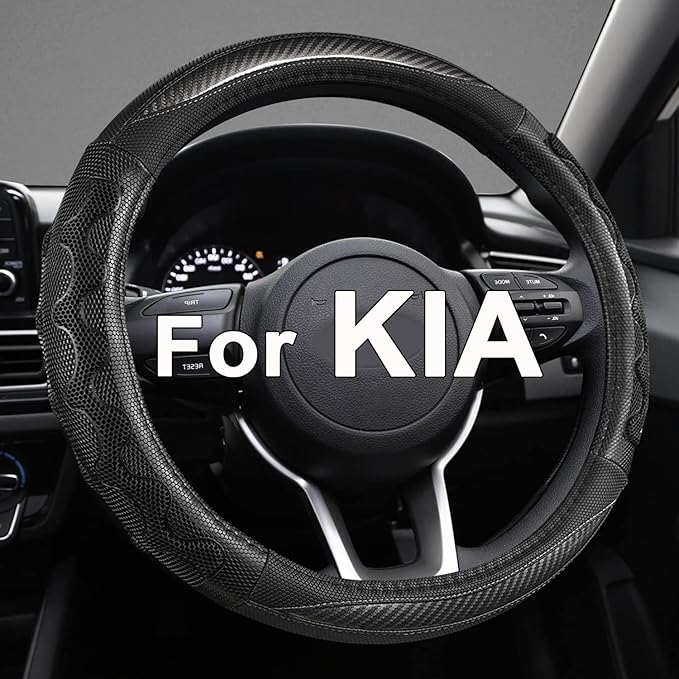 GIANT PANDA Steering Wheel Cover for Kia Soul,Sportage,Forte,Optima,Telluride(3D Honeycomb-Gray-Standard Size)