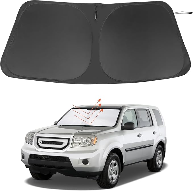 Windshield Sun Shade Custom Fit for 2009-2015 Honda Pilot SUV Accessories Foldable Sunshade Sun Blocker Protect Car from Sun Rays & Heat Damage Keep Car Cooler
