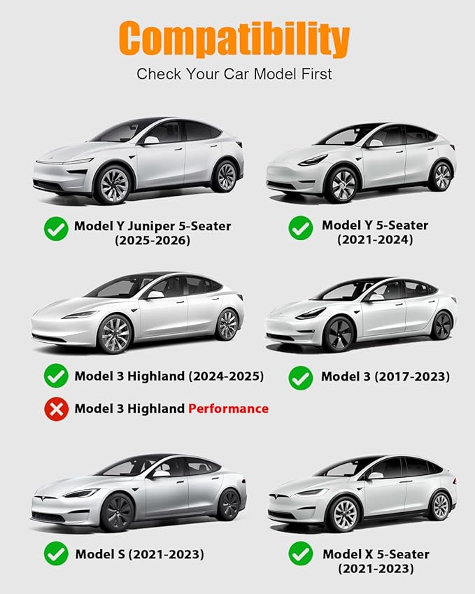 Leather Seat Back Protector Designed for Tesla Model Y Model 3 Model S/X Accessories(Includes 2025 Model Y & 2024-2025 Model 3 Highland), Wear-Resistant Kick Mats with Organizer Pocket, Set of 2