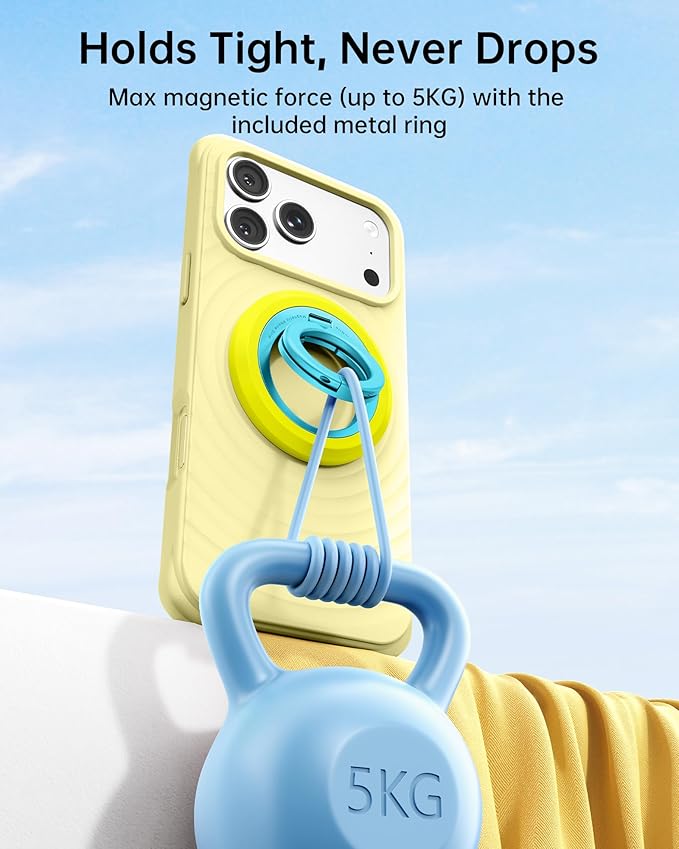 SYNCWIRE Magnetic Phone Ring Holder for MagSafe, 360° Rotation Dual Sided Magnet Grip Cell Phone Ring Stand Finger Kickstand Compatible with iPhone 17 16 15 14 13 12 Pro Max fits MagSafe