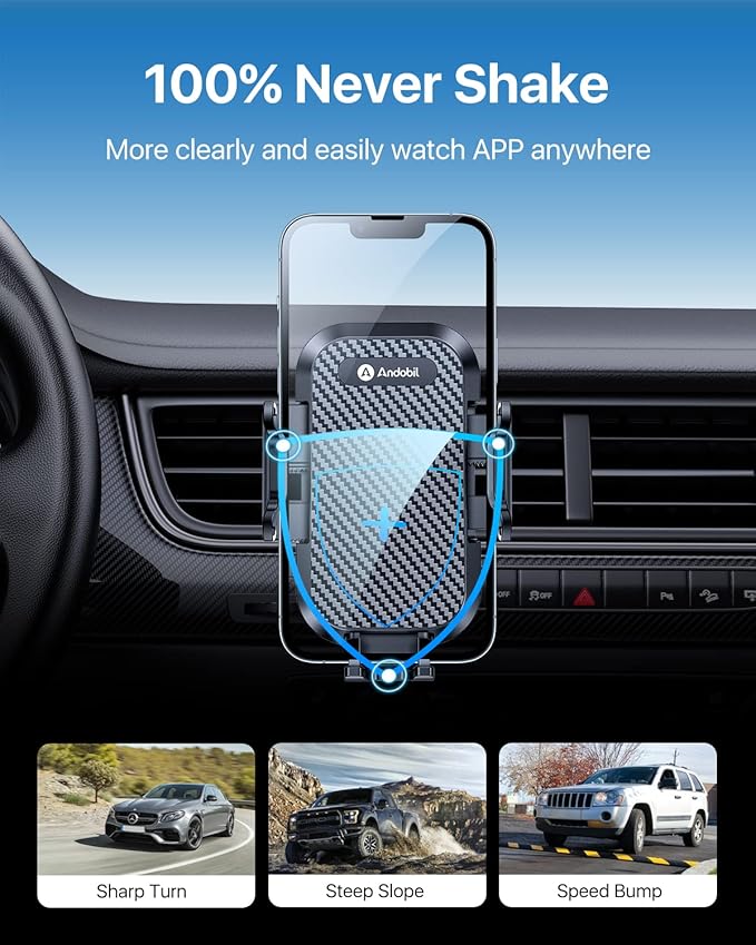 andobil 2026 Upgraded Car Phone Holder Mount, Military-Grade Phone Holders for Your Car Vent Ultra-Stable Metal Clip Universal 360° Cell Phone Car Mount for iPhone 17 Pro Max 16/15/14/13/12/ Samsung