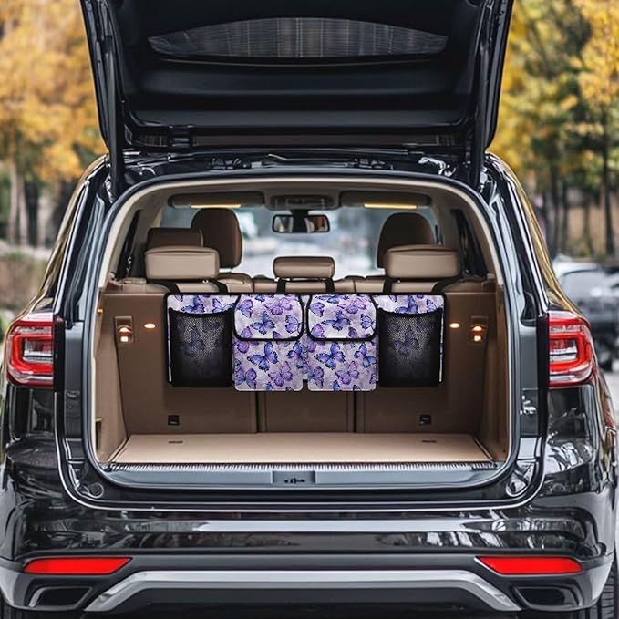 Butterfly Car Trunk Hanging Organizer with Adjustable Straps, Stylish Trunk Seat Organizer, Butterfly Car Accessories for Women, Make Your Cars Look Neat and Tidy