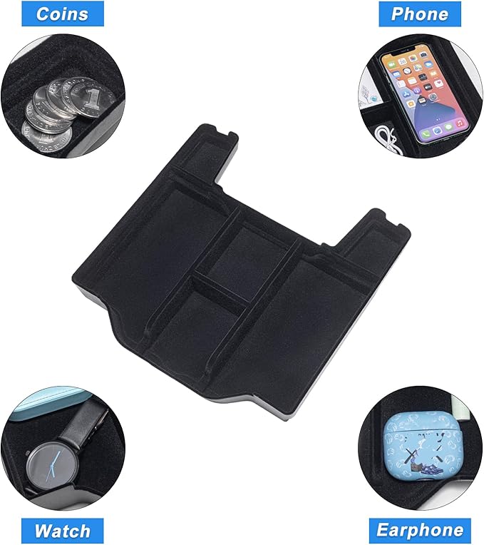 PIMCAR Center Console Organizer Upgrade Flocked Liner Interior Compatible with Dodge RAM 1500 2500 3500 2019-2025 2026 ABS Plastic Material Shell Armrest Box Insert Tray Accessories