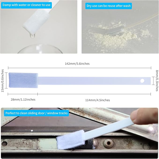 Disposable Detail Cleaning Brush for Tight Spaces, Detail Gap Crevice Cleaning Tool Set, Toilet Bowl Corner Hinge Scrubber, Stick Cleaner for Window Track, Door Grooves, Vent Fan, Stove, Keyboard