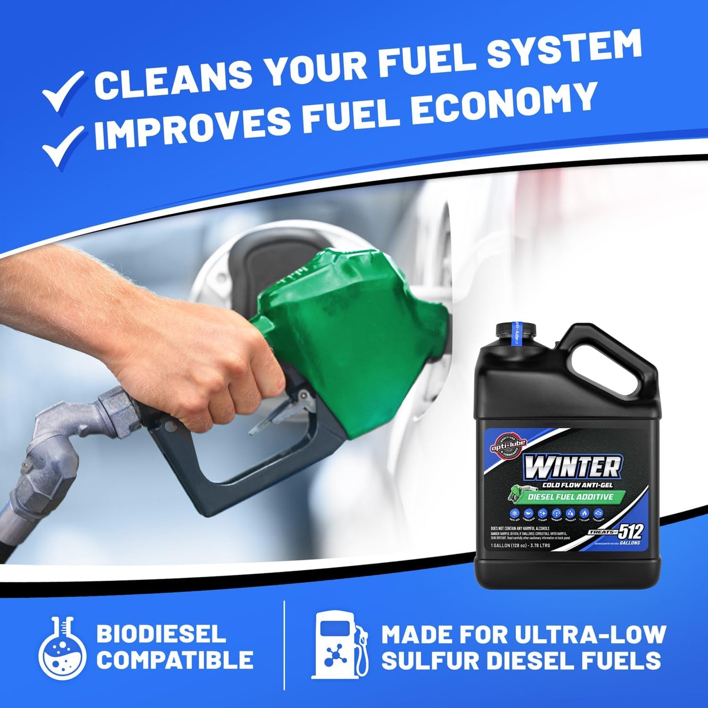 Opti-Lube Winter Formula Anti-Gel Diesel Fuel Additive: Gallon (1 Gallon (Treats 512 Gallons))
