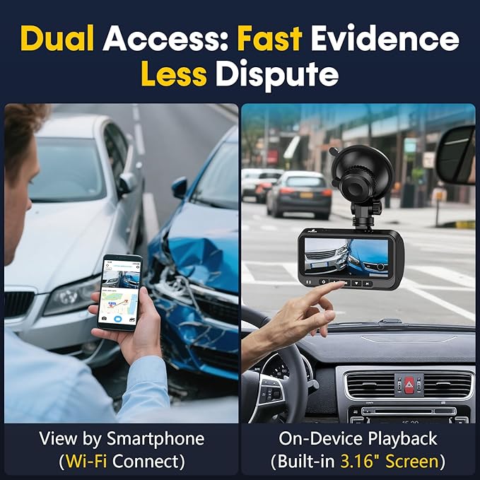 4K+1080P Dash Cam Front and Rear: 15-Min Install 5.8GHz WiFi 20MB/s Fast Download Dual Dash Cameras for Car with GPS - G-Sensor WDR/HDR Super Night Vision 24H Parking Mode by Befumly