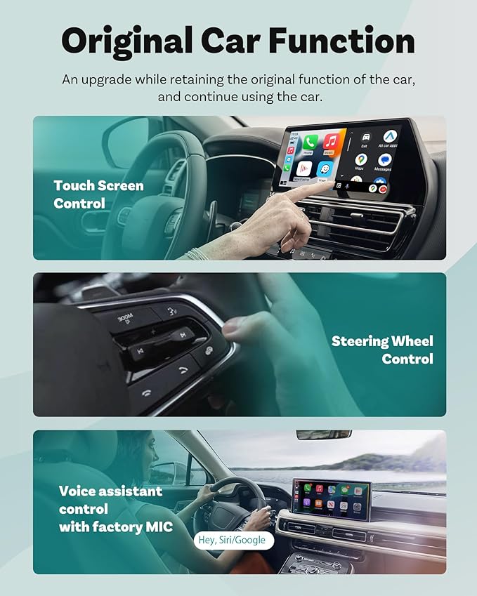 OTTOCAST USB-C Mini 3.0 Wireless CarPlay & Android Auto Adapter – for Apple iPhone/AndroidPhone, 2-in-1 Multi-User Type-C Wireless Bluetooth Dongle, for Cars with Wired CarPlay/Android Auto (Silver)