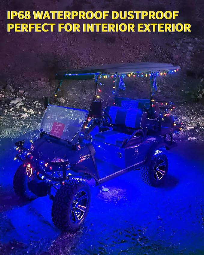 YM E-Bright Led Strip Lights for Cars Boat Motorcycle Golf Cart Interior Exterior Cuttable Underwater Marine Lighting IP68 Waterproof 24inch 60CM 72SMD 12v,Blue(Pack of 4)