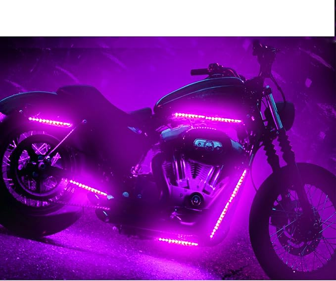 2Pcs 12LEDs Motorcycle LED Light Strips- RGB Multi-Color Accent Glow Neon Ground Effect Lights lamp for Motorcycle led Light Kits,ATV Car Golf cart LED Underglow Strip Lights