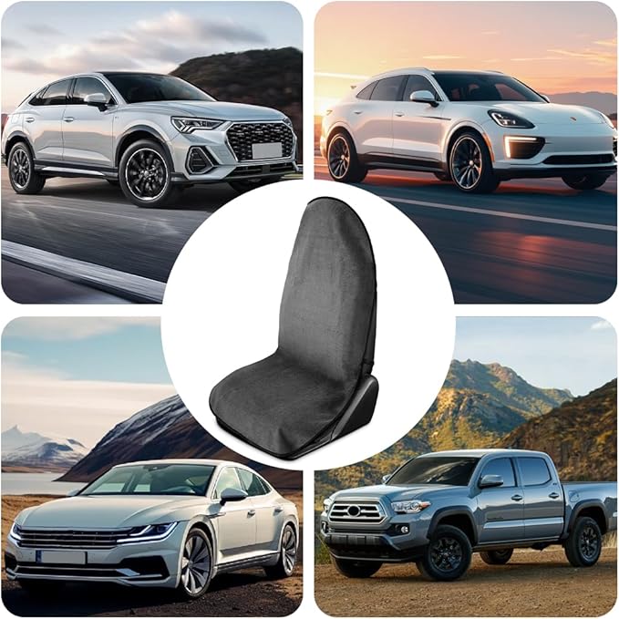 Car Towel Seat Cover, Performance Microfiber Washable Non Slip Vehicle Front Seat Covers, Sweatproof Automotive Interior Chair Protectors, Universal for SUV Automobile Truck (Grey)