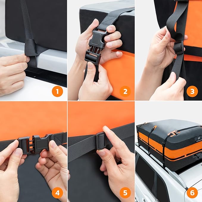 Maelstrom Rooftop Cargo Carrier,Car Roof Bag,21 Cubic Feet Waterproof Roof Rack Cargo Carrier,Tear Resistant Vehicle Cargo Carrier,Black with Orange