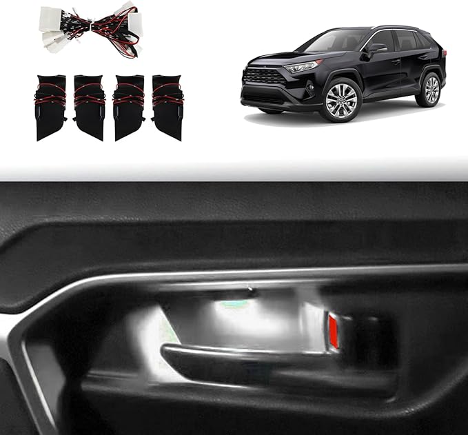 Door Bowl Light Fit for Toyota RAV4 2022 2023 2024 Inner Door Handle Accessories Bowl Shape LED Light Ambient Light Interior 4 pcs (White)
