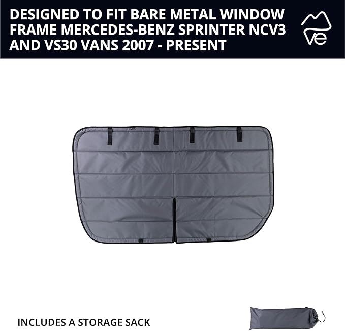 VanEssential Insulated Magnetic Blackout Window Cover Designed for Mercedes-Benz NCV3 & VS30 Sliding Door with Bare Metal Frame ONLY (Van Years 2007 to Current Year) - Charcoal Gray