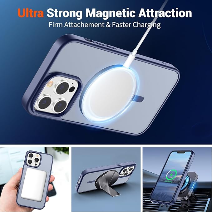 SUPFINE Magnetic for iPhone 13 Pro Max Case (Compatible with MagSafe) (Military Grade Drop Protection) Slim Translucent Matte Shockproof Phone Cover,Lavender Gray