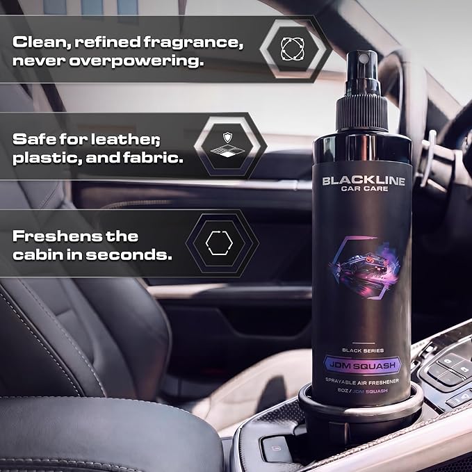 Blackline Car Care - JDM Squash Car Air Freshener, Long-Lasting, Oder Eliminator, for Cars, Trucks, SUV, or Home Use - 8 fl OZ - Air Freshener - JDM Squash Spray