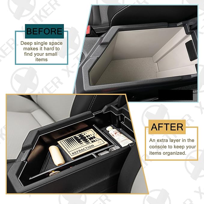 Center Console Insert Tray Compatible with Volkswagen Jetta 2020 2021 2022 2023 2024 2025 2026 Accessories, Armrest Box Organizer Storage Tray for 2020-2026 Jetta S/SE/SEL/Sport/GLI, Black