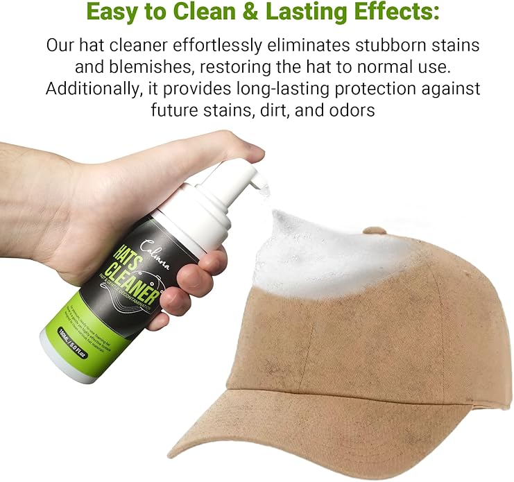Calvana 4-in-1 Professional Hat Cleaning Kit, Quick-drying Cap Saver Cleaner, for Baseball Caps,Cowboy Hat, Felt Hat, Safe for Cotton, Wool, Polyester, 5oz Solution, Includes Towel and Brush