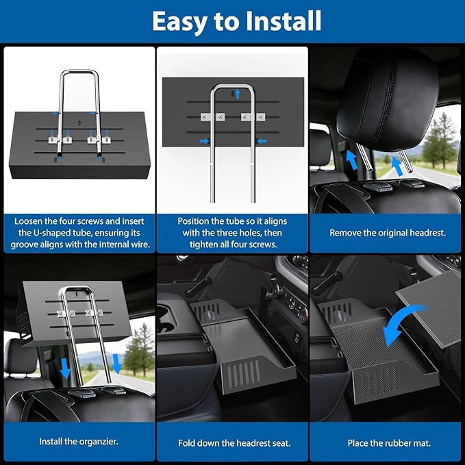 All Metal Front Center Seat Headrest Organizer Compatible with 2011-2025 2026 Ford F150 F250 F350 F450 F550 F650, Center Console Container Storage Box Armrest Tray Accessories (Jump Seat Only)