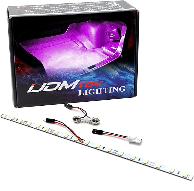 iJDMTOY 18-SMD-5050 LED Strip Light Compatible with Car Trunk Cargo Area or Interior Illumination, Magenta Pink
