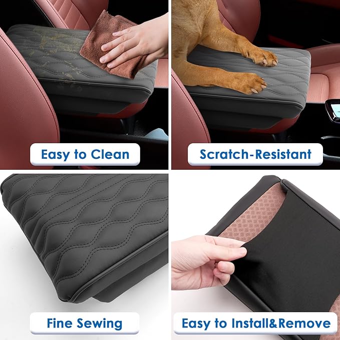 2025 2026 Sportage Accessories Center Console Cover for Kia Sportage (LX/EX/X-Line/SX/SX Prestige/X-Pro/X-Pro Prestige), Waterproof&Cushion Leather Cover 2025 Sportage Accessories (Padded)