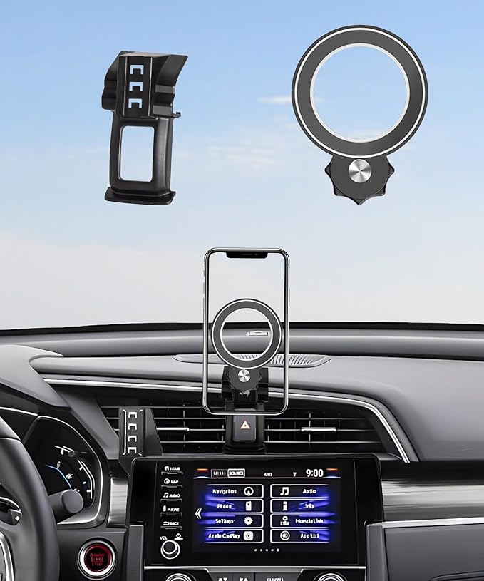 Car Phone Holder for Honda Civic 2016-2021 Accessories Compatible with MagSafe Hands-Free 360 Degree Rotation Adjustable Cell Phone Mount Does Not Affect Air Vent