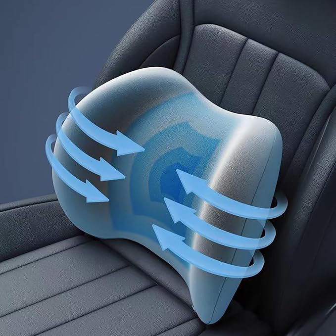 Car Lumbar Support Pillow and Car Neck Pillow for Nissan Note Tiida Wingroad NV200, Ergonomic Memory Foam Car Seat Headrest & Lumbar Cushion with Adjustable Strap Neck and Back Pain Relief Cushion