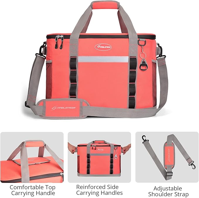 Maelstrom Collapsible Soft Cooler Bag,35/55/75 Cans Beach Cooler with Flip Top Lid, Ice Chest, Leakproof & Portable for Beach, Camping, Road Trips & Grocery Shopping