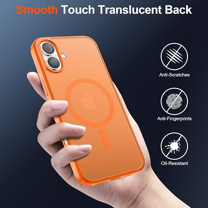 SUPFINE Magnetic for iPhone 17 Case (Compatible with MagSafe)(Military Grade Drop Protection) Translucent Matte Shockproof with Anti-Fingerprint Phone Cover,Starry Orange