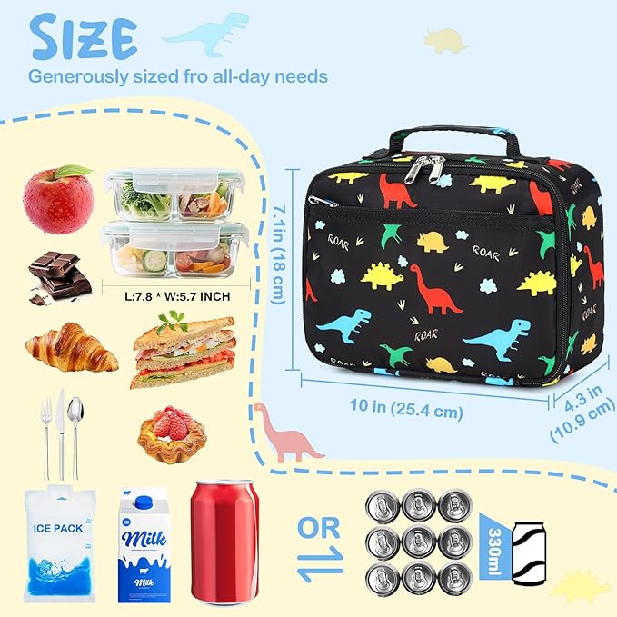 CAMTOP Lunch Box Kids Boys Insulated Lunch Cooler Bag Reusable Lunch Tote Kit for School Travel
