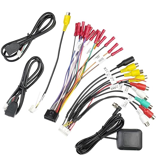Radio Wiring Harness Kit 16Pin ISO Android Car Stereo Wire Harness with Butt Connectors 10Pin 20Pin RCA Adapter GPS Antenna Cable 4Pin/6Pin USB Cord