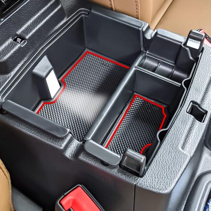 TACOBRO Center Console Organizer Compatible with Jeep Wrangler JL and JLU 2018-2023 2024 2025 Accessories, Gladiator JT Truck 2020 2021 2022-2025 Insert Tray Armrest Storage Box (Not for JK/JKU), Red