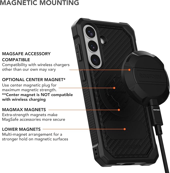 Rokform Rugged Case for Galaxy S26 Plus, Magnetic Cover, Drop Tested Armor (Black)