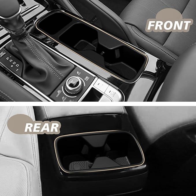 Muslogy Center Console Cup Holder Inserts Compatible with Kia Telluride 2020-2025 2026 Accessories Middle Console Front and Rear Drink Stopper Non-Slip TPE Organizer Cup Holder Replacement 2PCS Set