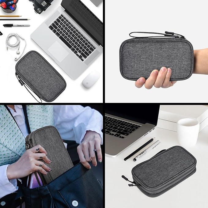 Electronic Organizer Travel Cable Accessories Bag, Electronic Organizer Case, Waterproof Electronic Accessories Organizer Bag for Power Bank, Charging Cords, USB Cable (Dark Gray)