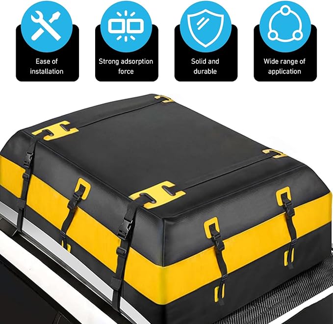 Car Roof Rack Pads, 47" x 39" Roof Cargo Bag Protective Mat/PVC Car Roof Storage Bag Protective Mat, Automotive Accessories for Most Cars (Black)