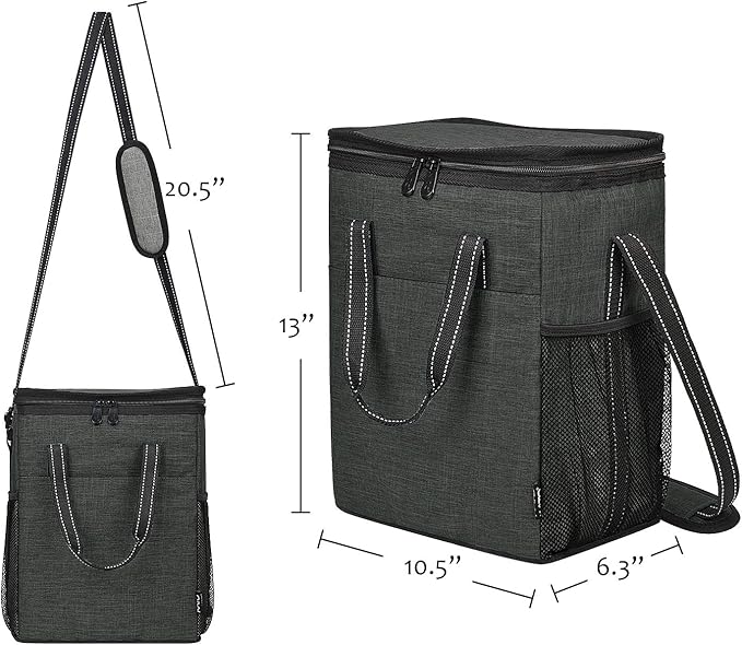 Tirrinia 6 Bottle Wine Gift carrier - Insulated & Padded Wine Carrying Cooler Tote Bag with Handle and Adjustable Shoulder Strap for Travel or Picnic, IDEAL Wine Lover Gift, Black