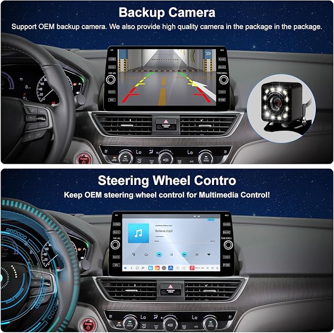 4G LTE QLED Radio for Honda Accord 10th Gen 2018-2022 Upgrade,8-Core CPU Touch Screen Stereo,Wireless CarPlay & Android Auto,Support OEM SWC and Camera