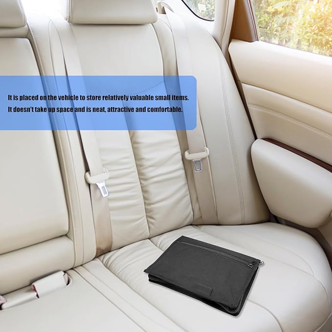 Automotive Organiser with Multiple Compartments Practical Zippered Vehicle File Folder Travel Accessories Vehicle Document Organiser