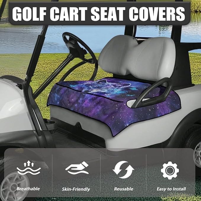 Biyejit Golf Cart Seat Covers with 4 Pockets Golf Cart Seat Towel Blanket Fits 2-Seat Golf Carts, Golf Cart Accessories