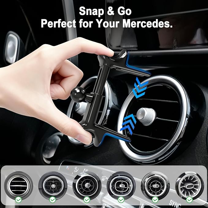 MagSafe Car Mount for Mercedes-Benz [15W Wireless Charging], Round Air Vent Holder, Compatible with Mercedes Benz GLC, C-Class, E-Class, A/B/C-Class, GLC/GLB/GLA/Sprinter, Mercedes Benz Accessories